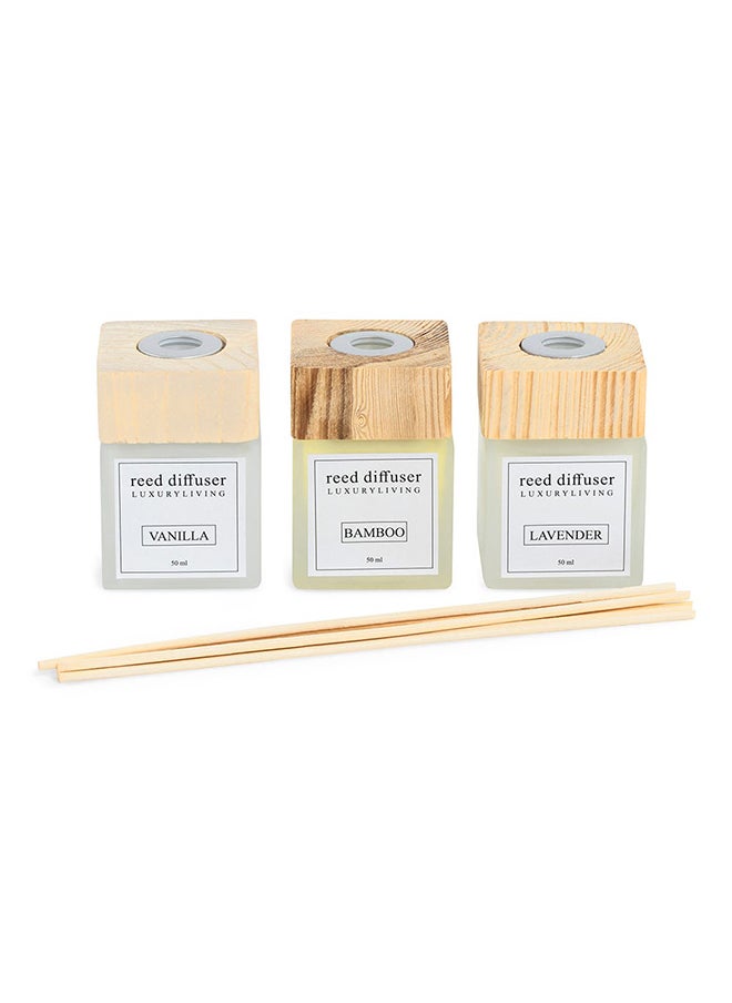 Cool Set of 3 Reed Diffuser, Multicolour - 50ml