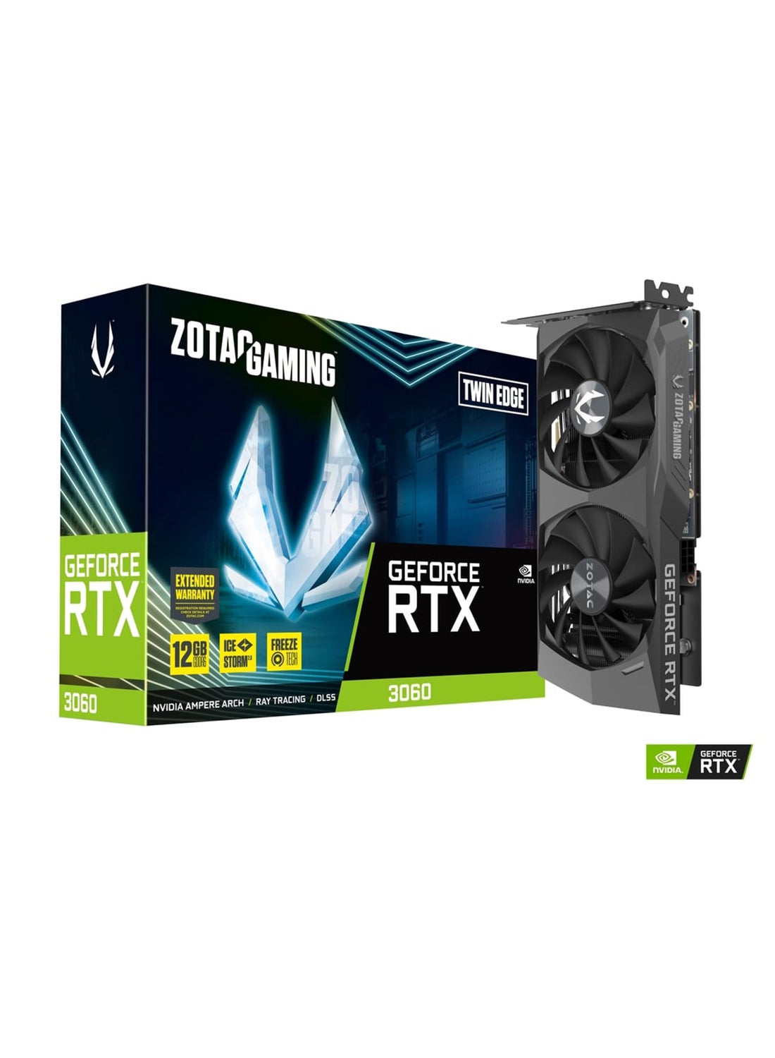 GAMING GEFORCE RTX 3060 Twin Edge 12GB GDDR6, 192 bit, 1852/15000, HDCP, Three DP, HDMI, Medium Pack Black